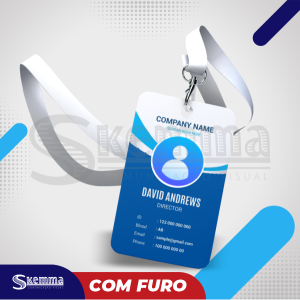 CRACHA COM FURO PVC 08 Tamanho 86 x 54 mm   Com furo para cordão ( o cordão não esta incluso ) Baixe o gabarito